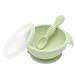 Bumkins Baby Bowls Silicone Baby Feeding Set Suction Bowls for Baby and Toddler with Spoon and Lid First Feeding Set Platinum Silicone Bowl for Babies 4 Months Up Sage