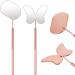 2 Pieces Lash Mirror Stainless Steel Lash Makeup Mirror Butterfly Eyelash Mirror Detachable Square Lash Extension Mirror Eyelash Extensions Accessories for Lash Extension Supplies Pink and Rose Gold