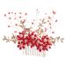 Beavorty Flower Hair Combs Wedding Side Comb Bridal Side Combs Wedding Hair Clip Pearl Comb Clip Crystal Headpiece Handmade Comb Crystal Hair Comb Floral Bridal Clip Manual Headgear Bride