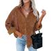 Women's Corduroy Button Down Pocket Shirts | Long Sleeve Oversized Blouses | Fall Outdoor Boyfriend Tops - Large Camel - Buy Online on GoSupps.com