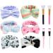 Ladaypoa 6 pieces of spa-front straps hair band make up women coral fleece elastic headband with 4 pieces of mask brushes for showers face washing or sport can be used (6 color)