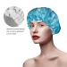Women's Reusable Double Waterproof Bright Aqua Blue Printed Shower Cap | Elastic Bathing Hat - Buy Online on GoSupps.com