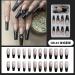 MENILITHS 24Pcs/Set Long False Nails French Black Planet Diamond False Nails Acrylic Fake Nails Full Cover Nails Tips Artificial Finger Manicure for Women and Girls - Buy Online on GoSupps.com