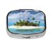 Island and Beach Printed Square Pill Box Portable Travelling Pill Box Medicine Organiser