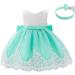 FYMNSI Baby Girl Baptism Christening Dress | Lace Floral Embroidery | Formal Party Birthday Pageant Wedding Bridesmaid Tutu Princess Christmas Evening Gown with Headband | 6-9 Months | Light Green - Buy Online on GoSupps.com