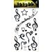 Black Music Notes Stars Temporary Tattoos 2 Sheets - Fake Body Arm Chest Shoulder Tattoos for Teens Men Women - Buy Online on GoSupps.com