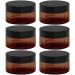 8 oz Amber Plastic Cosmetic Jars Leak Proof Container with Black Lid for Cream, Lotion, Powder, ointment, Beauty Products etc, 6 Pcs. 8 Ounce