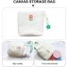 Canvas Zipper Pouch for Women - White Tie Earphone Lipstick Holder Bag - Buy Online on GoSupps.com