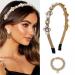 Sinalty Gold Pearls Headbands Baroque Rhinestones Hair Bands Crystal Hair Hoop with Beaded Hair Ties for Women (Fashion)