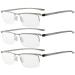 Eyekepper 3 Pack Lightweight Half Frame Stylish Reading Glasses for Men and Women Silver +0.75
