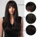 Honybia Black Wig with Bangs - Natural Synthetic Wavy Curly Heat-Resistant Hair for Women | Ideal for Costumes Carnival & Theme Parties - Buy Online on GoSupps.com