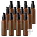ZEOABSY 12 Pieces 60 ml Brown Lotion Bottles with Black Pump 60ml Empty PET Plastic Lotion Pump Bottle Cosmetic Gel Travel Container for Cosmetic Make up Cleaning + 2 x Funnel Brown 60ml