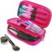 Premium Hot Pink Make-Up Bag for Women | 2 Layer Travel Kit Organizer with Mirror & Brush Pockets | Professional Cosmetic Case - Buy Online on GoSupps.com