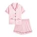 SWOMOG Kids Satin Pyjamas Sets Girls Boys Button-Down Pjs Short Sleeve Silk Nightwear 2 Piece Lounge Sets 4-5 Years Pink