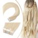 UK fashion shop tape extensions real hair - remy real hair extensions tape hair extension smooth 20pcs - 50g #60 platinum blonde 45cm 45 cm (50g) #60 platinum blonde