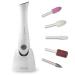 Fancii Professional Electric Manicure & Pedicure Nail File Set with Stand - The Complete Portable Nail Drill System with Buffer  Polisher  Shiner  Shaper and UV Dryer White  Gray
