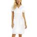 Koippimel Professional Women's Short Sleeve Scrubs Dress - V-Neck Mock Wrap Design - Solid Color Working Uniform with Two Pockets - White (Medium) - Buy Online on GoSupps.com