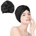Arqumi 1 Pack Double-Layer Sleep Bonnet Hair Cap for Women  Large Satin Bonnet Knot Hair Bonnet for Long Hair Curler Hair  Black