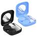 SMATime 2 Pack Portable Contact Linse Lens container Travel set for contact lenses Small contact lenses Accessories Etui with mirror tweezers and suction cups travel for home blue and black