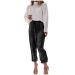 Duohropke sequins pants women glitter pants women high waist with elastic band cord strain sexy elegant stretch leisure pants party festive loose long pants for women l black