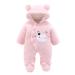 Borlai Baby Winter Snowsuit Romper Fleece Hooded Onesies Warm Jumpsuit Outcoat for Girls Boys Pink 6-9 Months