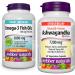 Webber Naturals Omega-3 Fish Oil 1 000 mg 210 Softgels Supports Cardiovascular Health and Brain & Ashwagandha 7200 mg 60 Capsules Organic and Clinically Proven KSM-66 Ashwagangha