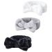 WSYUB Headband for Washing Face, Spa Headband, Bow Hair Band, Makeup Headband, Fluffy Makeup Headbands, Slumber Party Supplies, Facial Headbands Black White and Grey
