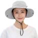 Women's Ponytail Sun Hat with UV Protection - Muryobao Wide Brim Beach Fishing Hat in Pure Beige - Buy Online on GoSupps.com