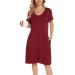 Lovasy Women's Nightdresses&Nightshirts Soft Nighties for Women Maternity nightdress Ladies Button Down Nightdress Nighties Nursing Labour Night Dress with Pockets Dark Red L