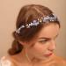 Blue Flower Rhinestone Wedding Headband | Handmade Pearl Bridal Hair Accessory - Buy Online on GoSupps.com
