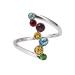 Tings Inlaid Colored Round Stone Rings Women'S Confession Proposal Stainless Steel Rings Bi Ring 7 Multicolor