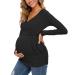 Love2Mi Women Maternity Breastfeeding Tops Long Sleeve V-Neck Cute Maternity Clothes S Black-long
