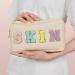 Chenille Letter Nylon Waterproof Makeup Bag for Women - Beige-Skin Travel Organizer Pouch for Toiletries and Cosmetics - Buy Online on GoSupps.com