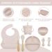 Bizcasa 8-Piece Silicone Baby Dishes Set | Non-Slip Toddler Tableware with Suction Cups | BPA-Free Baby Bowl & Plate in Beige - Buy Online on GoSupps.com