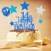 Elicola 14th Birthday Cake Toppers Blue Happy 14th Happy Birthday Cake Topper Glitter with Star Topper and Confetti Balloons for fourteen Years Old Mens Boys Birthday Party Decoration Supplies Blue - Buy Online on GoSupps.com