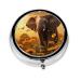 Metal Pill Box 2.0x2.0x0.7 in Mini Travel Medicine Pill Organizer Box for Purse Pocket Elephant and Sunflower Picture