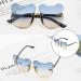 Harilla Cat Ear Shaped Sunglasses - Frameless Fashion Glasses for Kids & Adults Ideal for Beach Travel & Parties - Stylish Blue Resin Lens Gifts - Buy Online on GoSupps.com