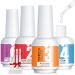 TOMICCA Dipping Powder Liquid Set 4x15ml Base Coat Top Coat Activator Brush Saver for Dip Powder Nail Kit No Need Cure Essential Dip Liquid Set for DIY Nail Art 4Pcs