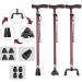 Foldable Walking Stick Teles Walking Stick with Lightweight Ergonomic Handle Crutches Aluminum Alloy Height Adjustable Mobility Aid for Elderly Non-Slip Base (Red 1) Journey