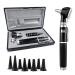 Scian New Otoscope with light professional diagnostic device with glass fiber lighting 3 times enlargement 4 speculum tips medical ear tools for children adults pets (Aterrimus)