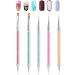 Double-Ended Nail Art Brushes, TEOYALL 5 PCS Nail Design Tools Kit Including Nail Liner Brush and Nail Dotting Pens for UV Gel Nail Home Salon