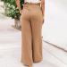 Boho Smocked Cotton Linen Wide Leg Pants for Women | Casual Beach Trousers - A-brown (Small) - Buy Online on GoSupps.com