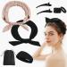 Satin Heatless Hair Curler for Long Hair. 2 Pcs Overnight No Heat Hair Curlers Rollers to Sleep in. Hair Curls Curling Rod Curling Headband Ties Set. Mini Hair Styling Accessories Tools.(Black + Whampagne powder) satin Black + Whampagne powder