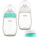 Gulicola PPSU Baby Bottles for Breastfeeding Babies with Storage Cap Anti-Colic Fast Flow 6 Months Plus 9 oz 2 Count (Green White) Green+White