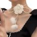 Oralgo White Flower Necklace - Plush Camellia Pendant Collarbone Chain | Elegant Light Jewelry for International Shipping - Buy Online on GoSupps.com
