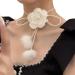 Oralgo's white flower necklace flower shape pendant plush camellia collarbone chains flower necklace light jewelry plush