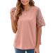 Short Sleeve Blouse Lace Sleeve Blouse Casual Stylish for Women for Shopping (M) Pink