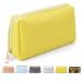 Small Makeup Bag for Purse, MAANGE Makeup Bag Waterproof PU Leather Makeup Pouch with Zipper Storage Cosmetic Bag for Women and Girls Make up Bag Travelling (Yellow)