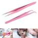 AKOAK Stainless Steel Eyelash Extension Tweezers - Straight and Curved Tips - Pink (2 Pieces) - Buy Online on GoSupps.com