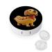 Dachshund in Hot Dog Bun with Mustard Contact Lens Case with Mirror Portable Cute Eye Contact Lens Box Travel Kit style